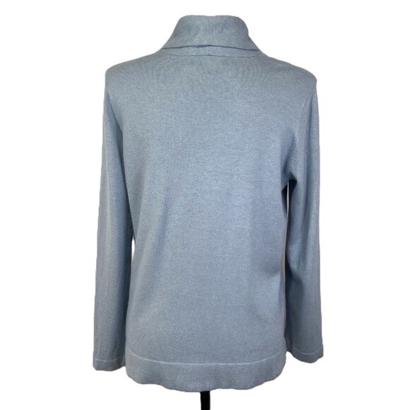 Jones New York Silk Angora Blend Mock Neck Sweater Light Blue Size LP - Picture 3 of 13